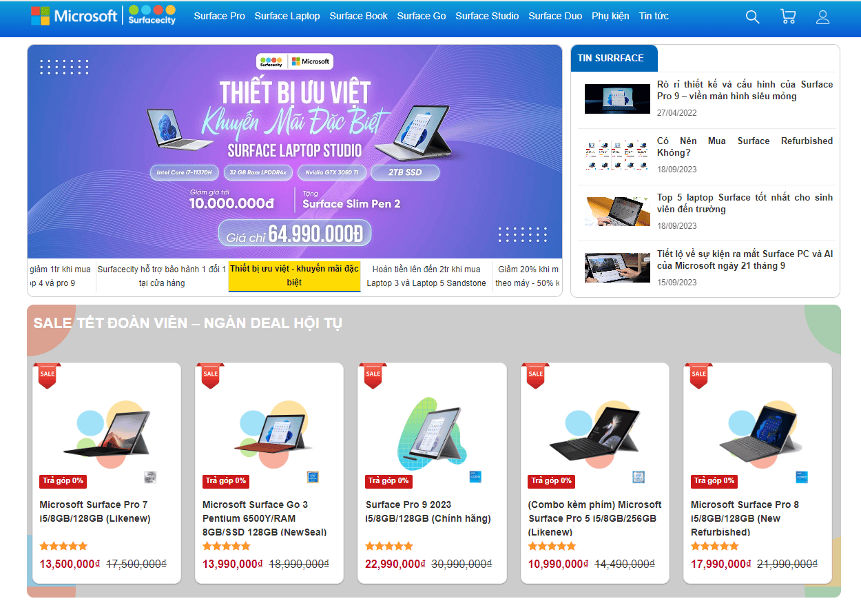 SURFACECITY – Hệ thống bán lẻ Surface, phụ kiện Microsoft chính hãng